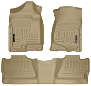 Chevrolet Silverado Floor Liners - Front + Rear - Husky Liners - WeatherBeater Combo - Tan - `07-`12